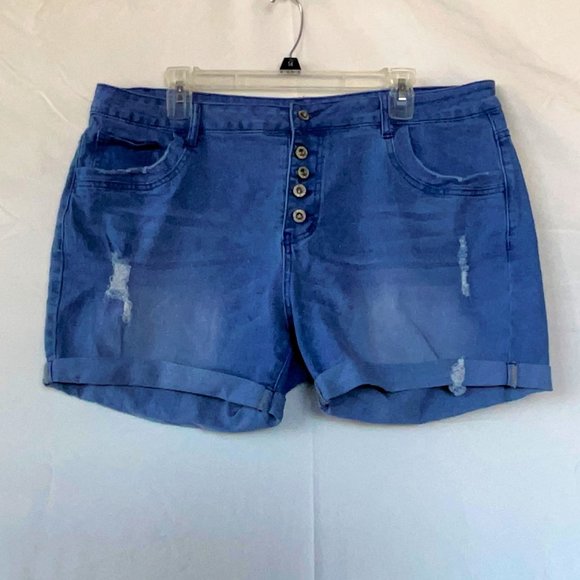 Source Unknown Pants - Women's XL Distressed Button Fly Jean Shorts